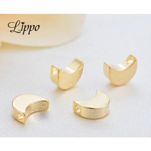 20pcs Moon Bead Charms Gold Color Smooth Moon Charm Pendants For Bracelet Diy Accessories To Make