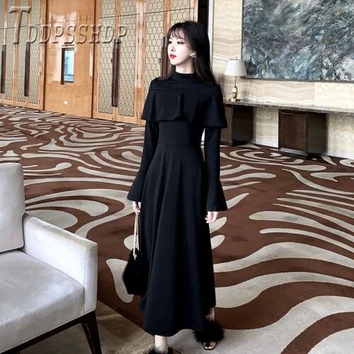 2019 Party Women Dress Autumn Long Sleeve Black Color Female Dresses