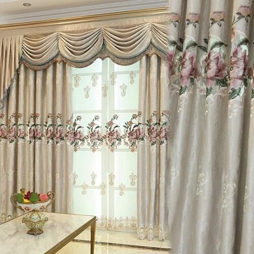 2021 Modern Simple European Semi-shading Embroidery Curtain Finished Custom Curtains for Living Dining Room Bedroom