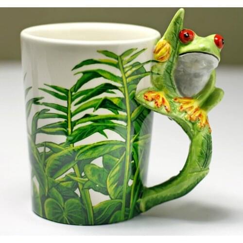 300ml Creative Frog Ceramic Mugs 3D Cartoon Cup Hand Drawn Animal Coffee Mug Gift Coffee Cup Tumbler Cup Kawaii Mug Cute Cup