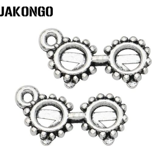 40pcs Tibetan Silver Plated Glass Charms Pendants for Jewelry Making Bracelet Accessories DIY Handmade 20x9mm