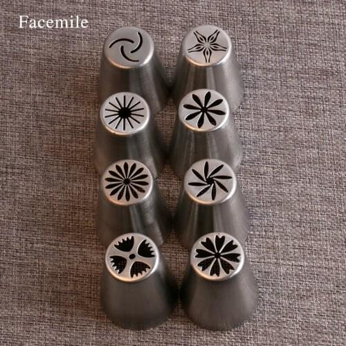8pcs/set russian tulip nozzles russian nozzles tips icing piping cake nozzles decoration tools 51061