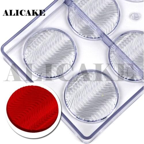 8 Cavity Polycarbonate Chocolate Mold Round Wave Shape Chocolate Form Mould Baking Pastry Cake Decoration Bakery Tools