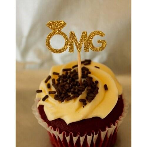 Glitter gold OMG wedding cupcake Toppers bride baby shower birthday party cake decorations food picks supplies