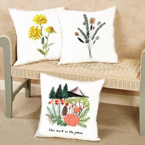 Flower Print Cushion Cover Home Decor Sofa Chair Throw Pillowcase Simple Decorative Bedroom Living Pillow Case 45cmx45cm Cojines