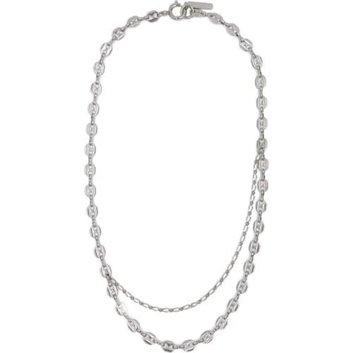 Qingdao jewelry justine silver pig nose long necklace bracelet set mens and womens general metal wind sweater chain