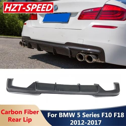 F10 V Type Real Carbon Fiber Rear Bumper Spoiler Tail Lip Car Body Kit For BMW 5 Series F18 Modify MT 2012-2017