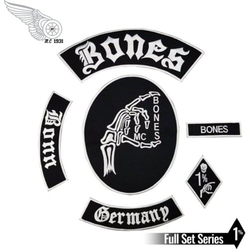 Hot Sale! Bone Skull Embroidered Patch Full Back Size for Jacket Iron On Clothing Biker Vest Patch Rocker Patch Free Shipping