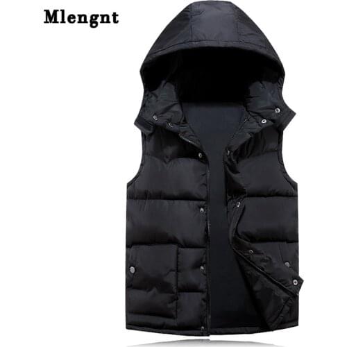 Cotton Hoodie Vest For Men 2019 Winter Warm Thick Casual Windbreaker Kids 3 Colors Red Sleeveless Jacket Male Classic Waistcoat