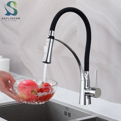 Chrome Kitchen Sink Faucet Drop-down Rotating Sink Tap Hot and Cold Water Kitchen Faucet Mixe Tap Deck-mounted Kitchen Faucet