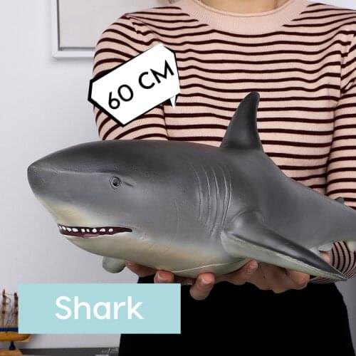 60CM Shark Model Big Size Plastic Soft Puppets Large Inflated Grey Sharks Marine Life Gifts Toys for Kids Children