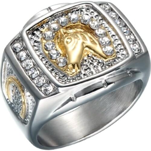 Juno latest horse head ring gold alloy ring mens and womens jewelry rings for men