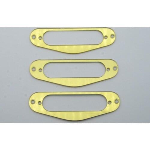 KAISH 3x Gold Mirror Guitar Single Coil Pickup Surround Ring for ST Sized Pickup