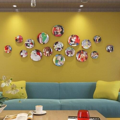 Nordic Ceramic Hanging Plate Home Wall Decor Background Ornaments Plate Wall Plate Living Room Dining Room Porch Wall Accessorie