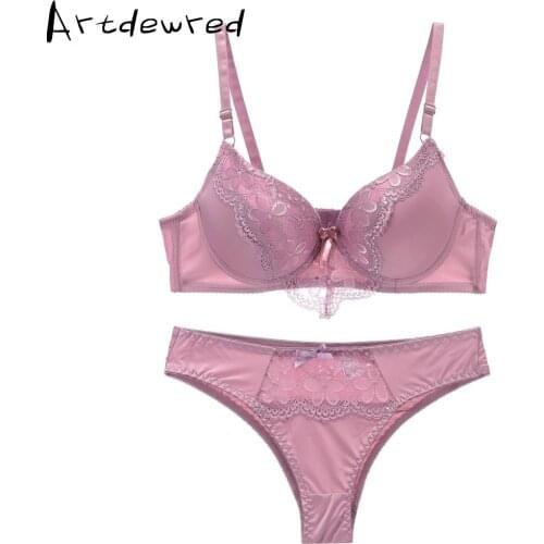 Luxury New Women Lace Push Up Bra Set Sexy Briefs Sets 3/4 Female Underwear Set Sexy Lingerie Plus size Bra Sets Lingerie Sets