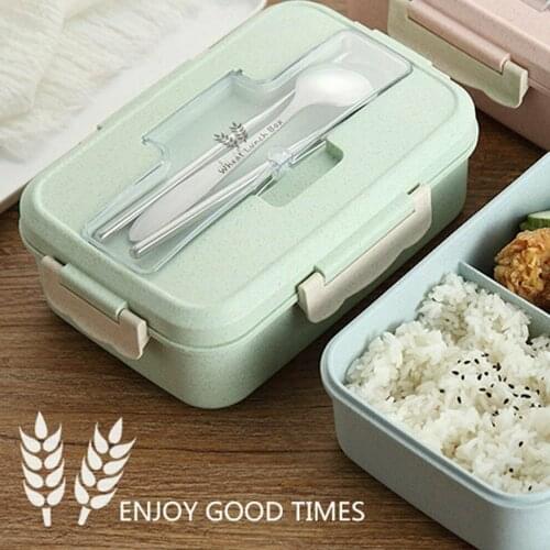 Lunch Box Food Container Bento Box Heated Lunchbox Kids Lunchbox Snack Straw Wheat Korean Sealed Student Plastic Box for Food