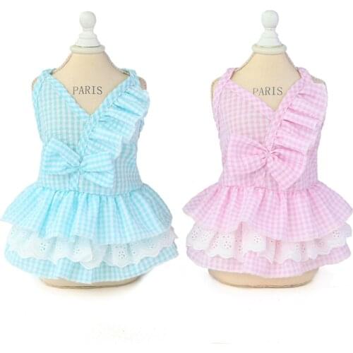 Summer Cotton Pet Dress for Small Dogs Sweet Bow Princess Cat Dog Dresses Chihuahua Maltese Skirt Puppy Clothing Pets Clothes