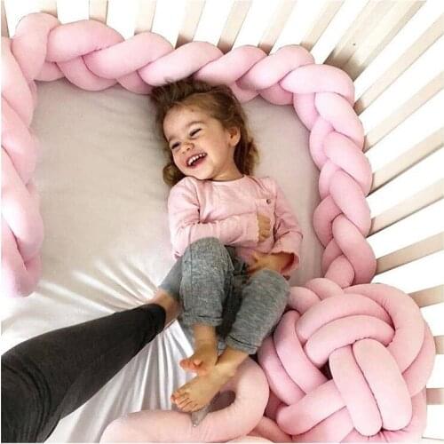 2020 New 2M Nodic Baby Handmade Knot Newborn Bed Bumper Long Knotted Braid Pillow Baby Bed Bumper Knot Crib Infant Room Decor