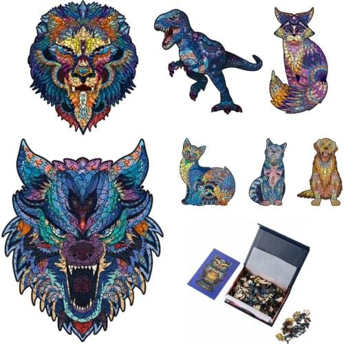 New Dinosaur 3D Wooden Puzzle Adult Kids Jigsaw Puzzles Animal Puzzles Boutique Gift Box Packaging Children Christmas Gifts Toys