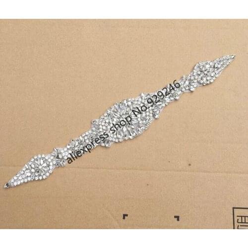 Long crystal trims Rhinestone Applique garment Ornaments for Wedding Dress decoration bridal hair wedding belt sewing accessory