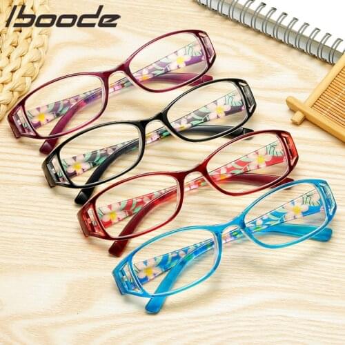 Iboode Anti Blue Light Reading Glasses Floral Printed Women Men Computer Protection Fashion Glasses +1.0 1.5 2.5 3.0 3.5