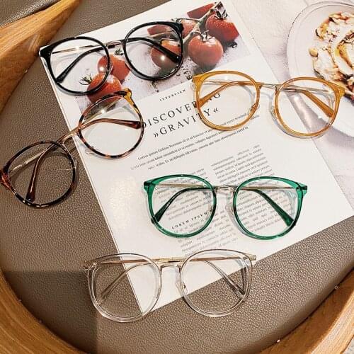 2021 New Men Women Anti-blue Light Glasses Frame Vintage Large Round Eyeglasses Blocking Blue-ray Oversized Spectacles Frames