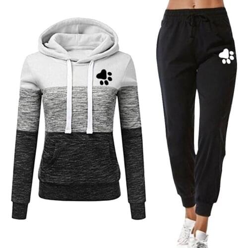 Autumn Winter 2 Piece Set Women Hoodie Pants Printed Tracksuit Pullover Sweatshirt Trousers with Pockets Tracksuit Suits