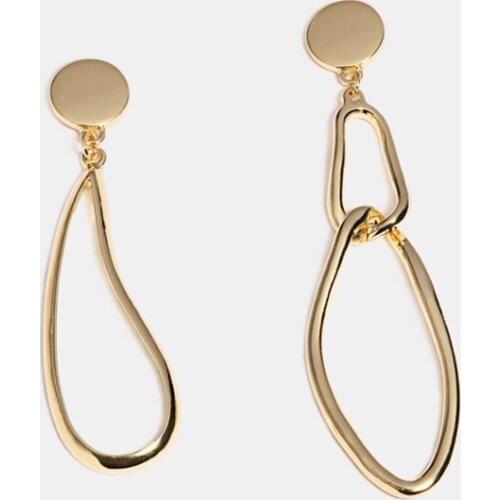 Simple Korea Alloy Earrings Elegant Gold metal Irregular circle Geometry Non-symmetrical Pendant Ear Women Jewelry Gift