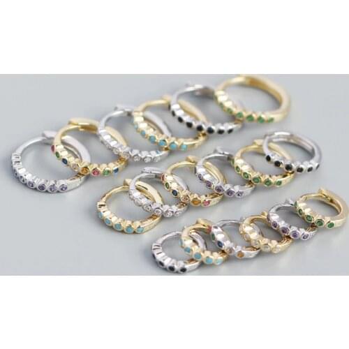 925 Sterling Silver Earring Fashion Blue Color Zircon Circle Ear Ring Ear Buckle Cute Trend Personality Woman Girl Ear Jewelry