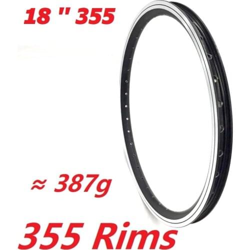 Folding Bike 18 Inch 355 Rims Aluminum Alloy Double Wall Schrader valve 20/24/28/32/36 Hole Bicycle Rim