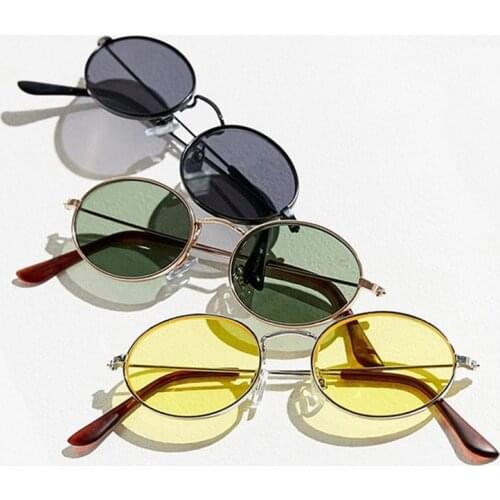 Classic Oval Vintage Women Round Sunglasses For Men Brand Designers 2018 Gold Black Retro Metal Frame Sun Glasses Woman Shades