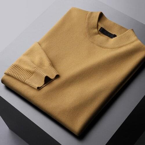 Classic Mock Turtleneck Male Sweaters Luxury Solid Color Business And Casual Mens Sweaters Fashion Fit Man Sweaters 4XL