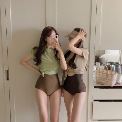 Tankini Swimsuit Swimwear For Girls Bikini Brazilian Bathing Suit Teenage Swimsuits Women Female Sexy Polyester Solid