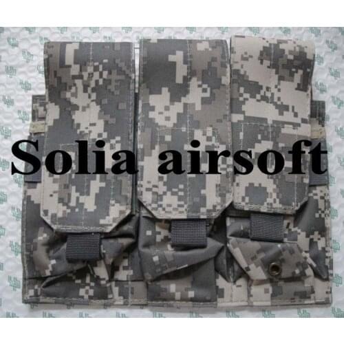 THREE pouch molle triple mag magazine round ammo bag molle pouch closure ACU