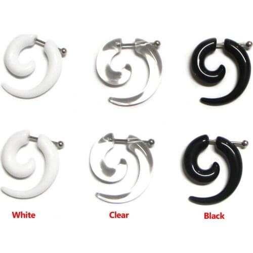 2 pieces men women fashion new fake spiral ear tapers snail ear expanders black 3/4/5/6/8 mm body jewelry ear plug pircing