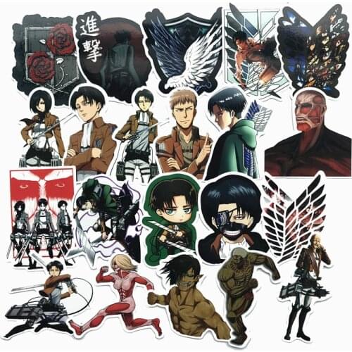 2 style 21Pcs/Lot Attack on Titan waterproof 2021 Stickers For Decal Snowboard Luggage Car Fridge Car- Styling Sticker Pegatina