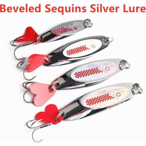 1PC New 7/10/14/18g Artificial Laser Beveled Sequins Sequined Silver Spoon Fishing Lure Fishing Baits Sea Lures Tools