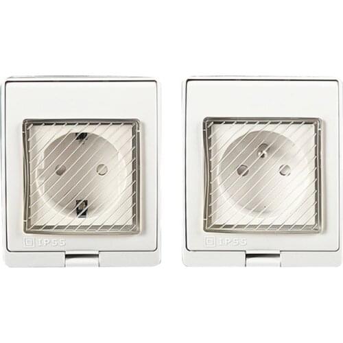 1pc Universal IP55 Waterproof Wall Socket Anti-UV Surface Mount Germany France Power Outlet for Outdoor Kitchen Bathroom