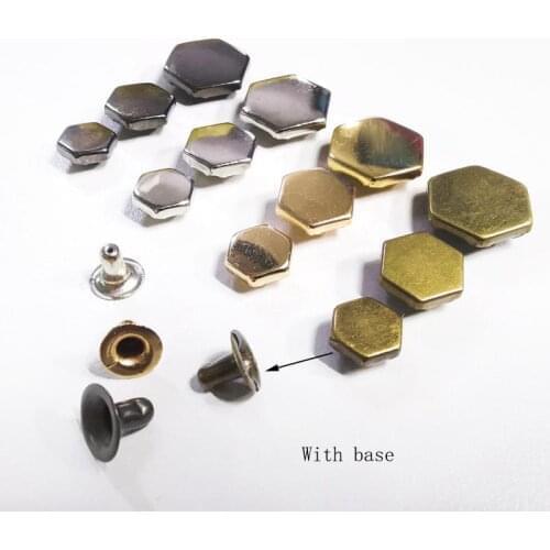 100 Pcs /Lot 13mm Bag Decorative Rivets Hexagonal Backpack Accessories Polygonal Nails Metal For Apparel Shoes Leather Craft