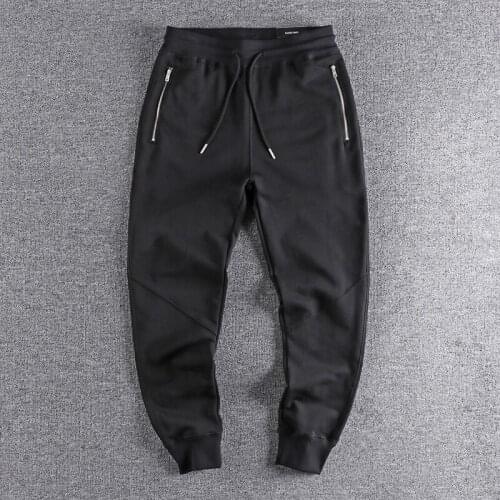 2021 Pocket zipper three-dimensional cutting American simple fashionable guard pants mens autumn Terry casual sports pants 344