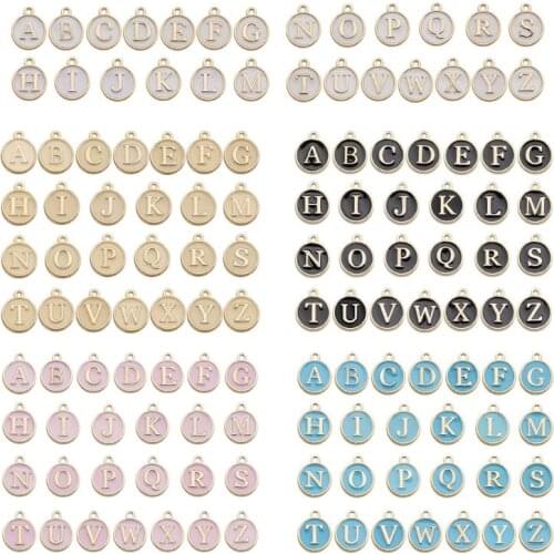 2021 New 2021 New 26Pcs Alphabet Letter Enamel Charms Double Sided Initial Pendant Jewelry Making