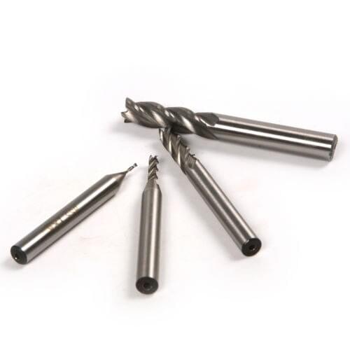 4pcs 1mm 3mm 6mm 8mm Bit HSS 2/4 Flute Metalworking Milling Cutter End Mills