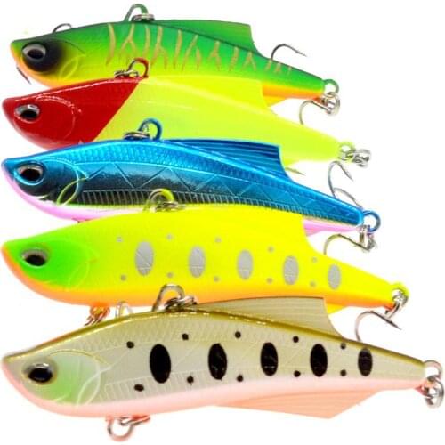 5PCS Fish Metal Vibe Vib Lure Minnow Rattlin Fishing Fly Swing Hook Baits 7cm/20g