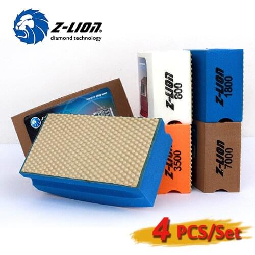 Z-lion 4pcs/package Factory Good Quality Resin Diamond Hand Polishing Pad Arc Shape Foam Back 100 * 55mm