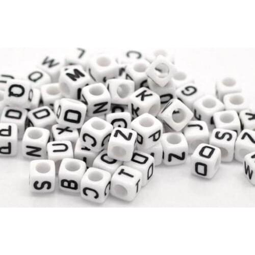 Free Ship 500Pcs Mixed Alphabet Letter Acrylic Flat Cube Spacer Beads 6mm