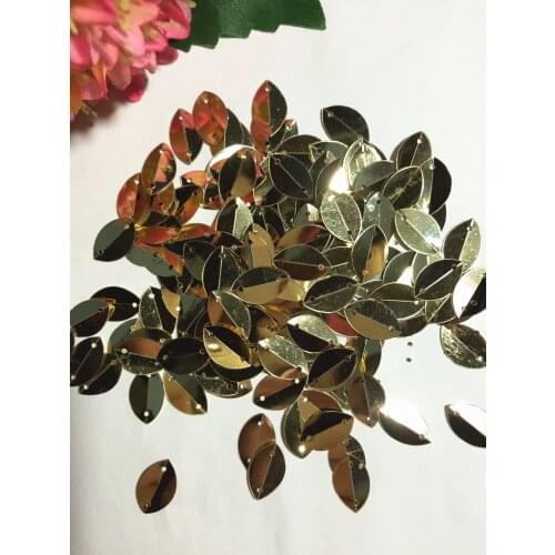 800pcs 9*15mm Cup Oval Folded Sequins For Crafts Loose Paillettes Sewing,Wedding,Kids DIY Garment Light Gold