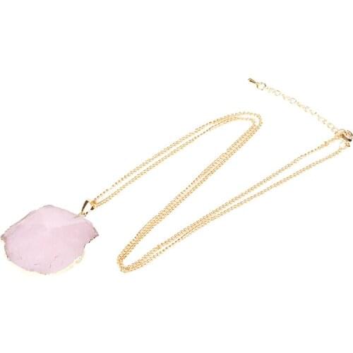 New Style Metal Alloy Chain Angular Gem Stone Pendant Necklaces for Women Statement Jewelry Gift