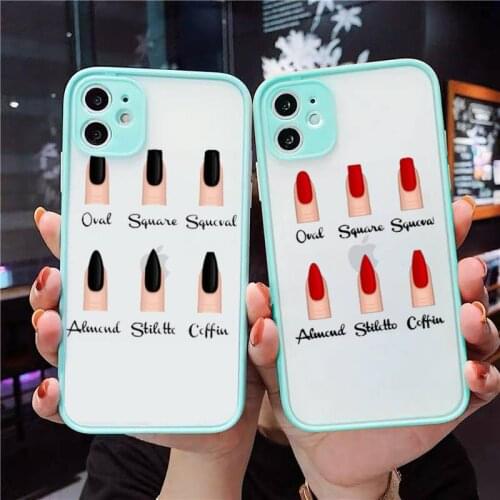 Personality Nail Art Print pattern Phone Case matte transparent For iphone 7 8 11 12 plus mini x xs xr pro max cover