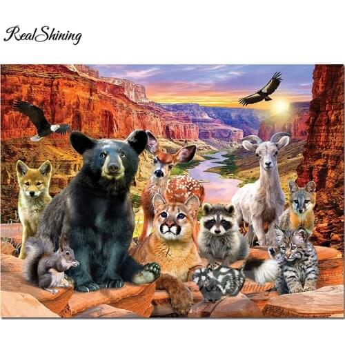 Wildlife of Grand Canyon full Square Round Drill Mosaic Bear Raccoon Diamond Painting Cross Stitch DIY 5D Full Embroidery F161