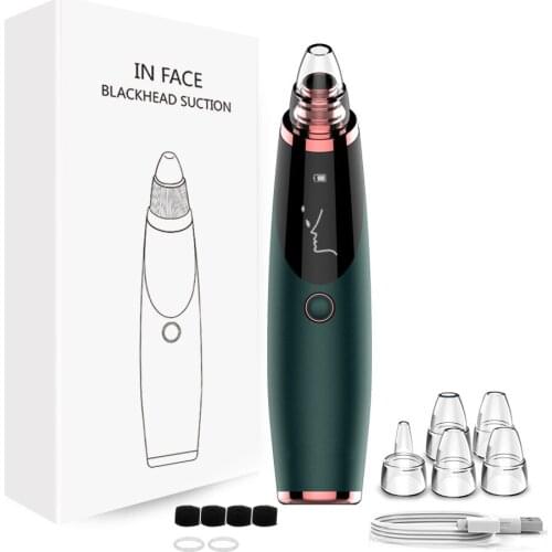 Home Electric Blackhead Removal tool facial Pore Cleanser Extractor 5 Replacement Probes LED Display face cleaning instrument